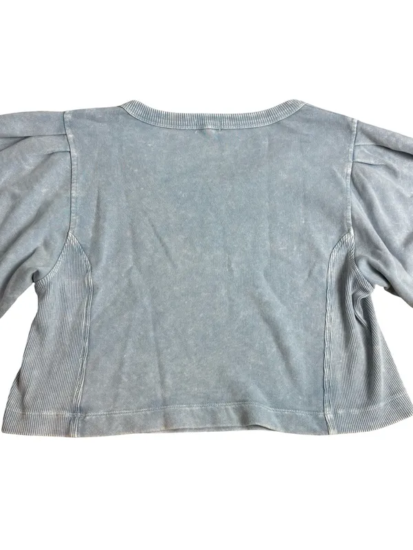 Aerie Seams Right Puff Sleeve Oversize Crop Shirt NEW - Image 3