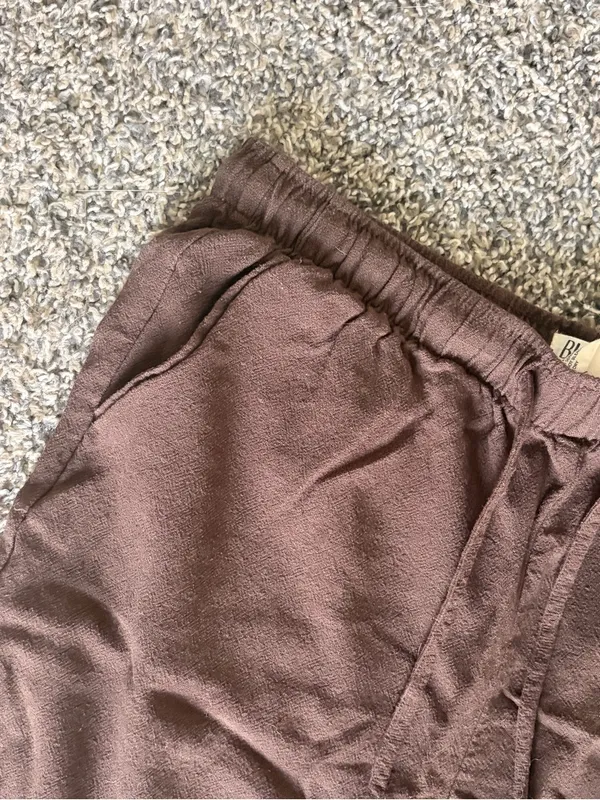 Brown Drawstring Lounge Pants Size L - Image 2