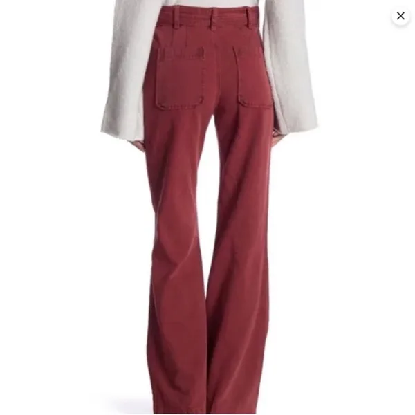Free People Corin Flare Boho Button Fly Pants Red Size Women’s 8 - Image 2