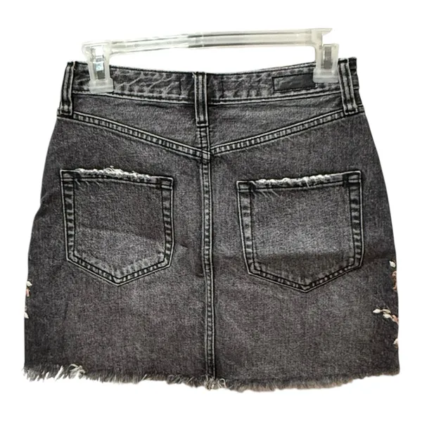 Abercrombie Embroidered Denim Mini Skirt Y2K Boho‎ Distressed Floral - Image 3
