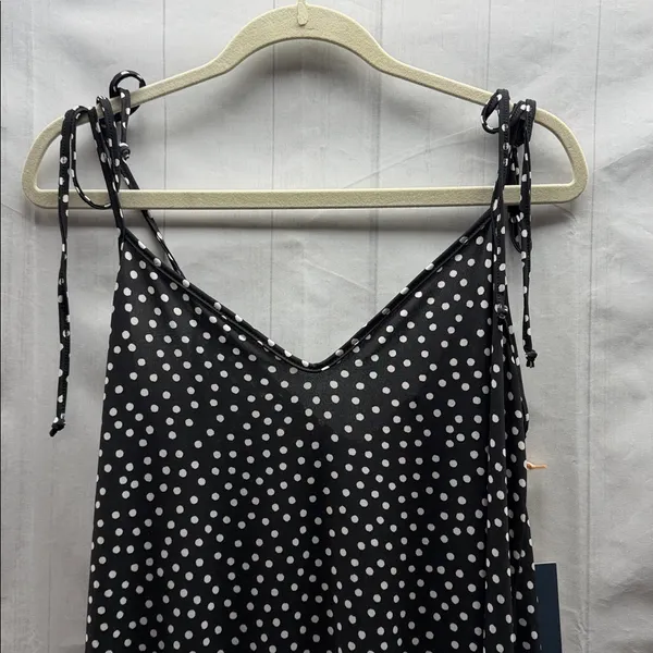 Modcloth Black Polka Dot It's a Go Tie Shoulder V Neck Ruffle Hem Midi Dress - Image 5