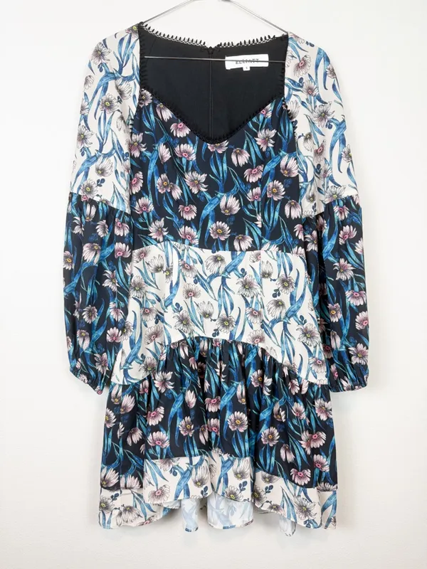 ELLIATT Emilia Long Sleeve Floral Sweetheart Neckline Mini‎ Dress Size Small - Image 4