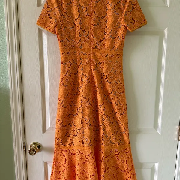 👗 🌟 Anthropologie Rachel Parcell Orange Lace Midi Dress S like XS 0 2 Wedding - Image 13