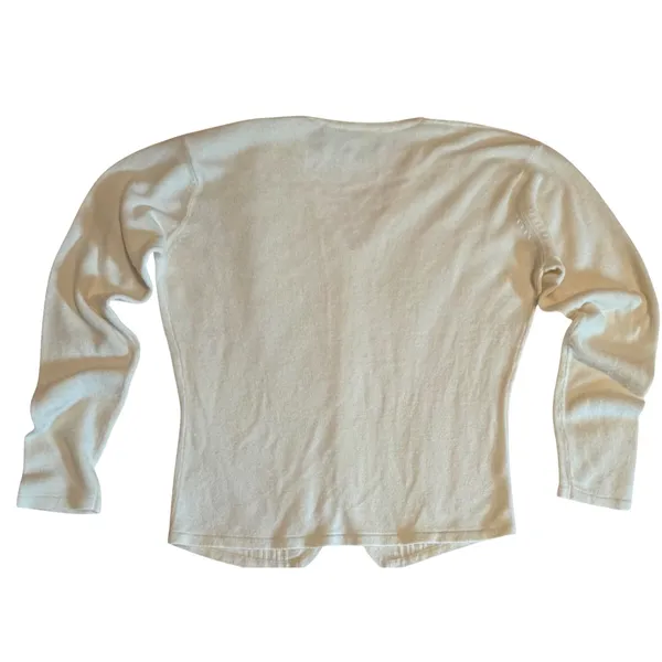 Specialty Collection Petite Cream White Pintuck Pleated Button Cardigan PM - Image 3