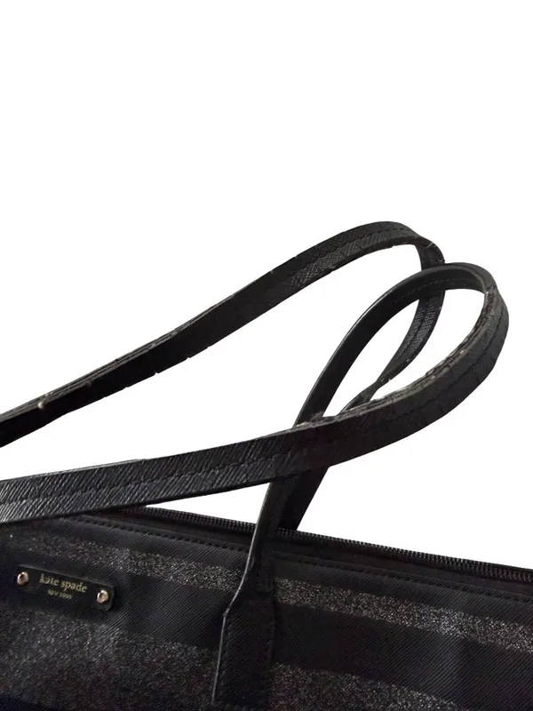 KATE SPADE Black Silver Saffiano Leather Glitter Tote Bag - Image 4