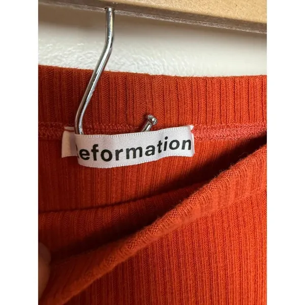Reformation Burnt Orange Ribbed Midi Maxi Skirt Sz. XS - Image 3