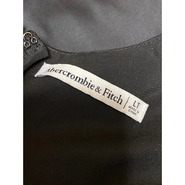 Abercrombie & Fitch Black Silk Satin Plunge Sleeveless Fit & Flare Mini Dress L - Image 6