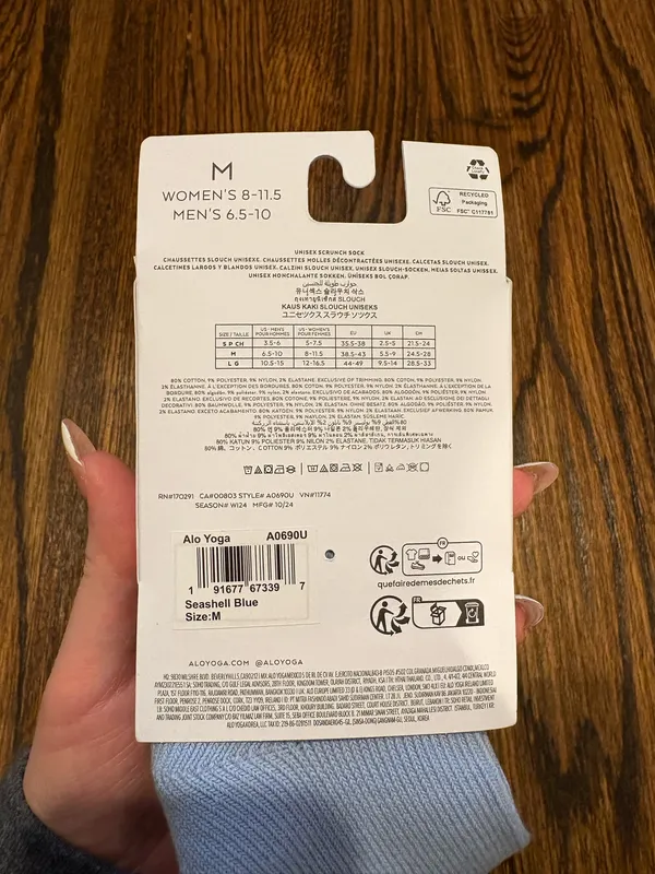 BNWT Alo Scrunch Socks Seashell Blue M - Image 4