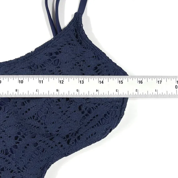Aerie Navy Blue Medium Crochet Lace Cut Out One Piece Swimsuit Monokini EUC Swim - Image 8