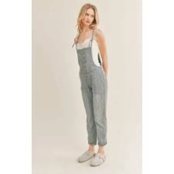 Sage The Label Blue and White Striped Overalls Size Medium‎ NWT - Image 2