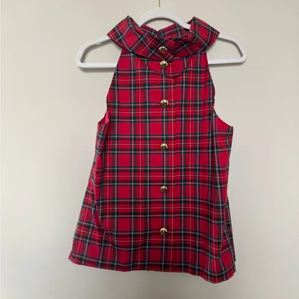 Sail to Sable Red Plaid Button-Back Blouse - Image 3