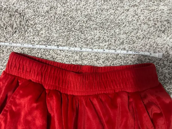 Red Velvet Sweatpants Joggers with Pockets - XS - Image 3