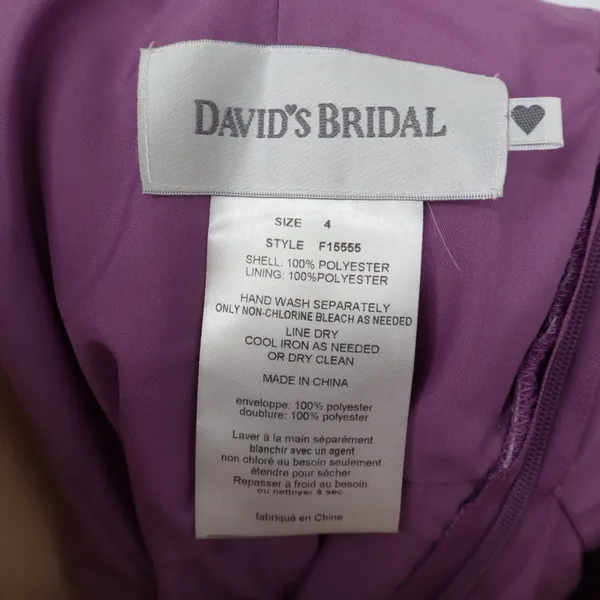 Davids Bridal Strapless Pleated Empire Waist Maxi Dress Purple Size 4 - Image 3
