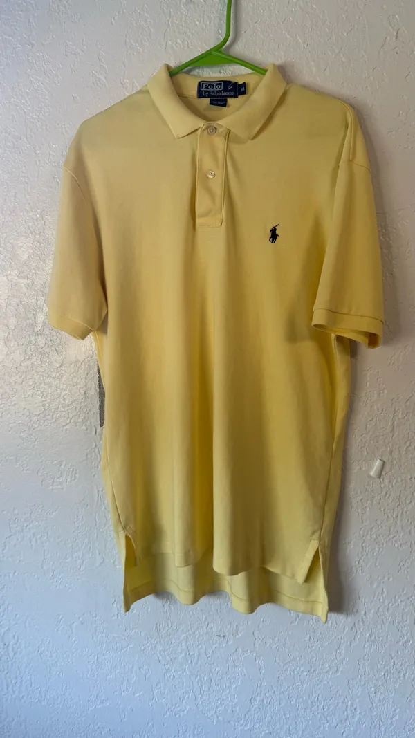 Vintage 90s Polo Ralph Lauren Yellow Polo Shirt - Men's M - Classic Fit - Image 3