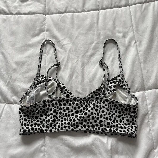 Michael Kors Womens Size Small White Black Polka Dot Swimsuit‎ Bikini Top Wired - Image 4