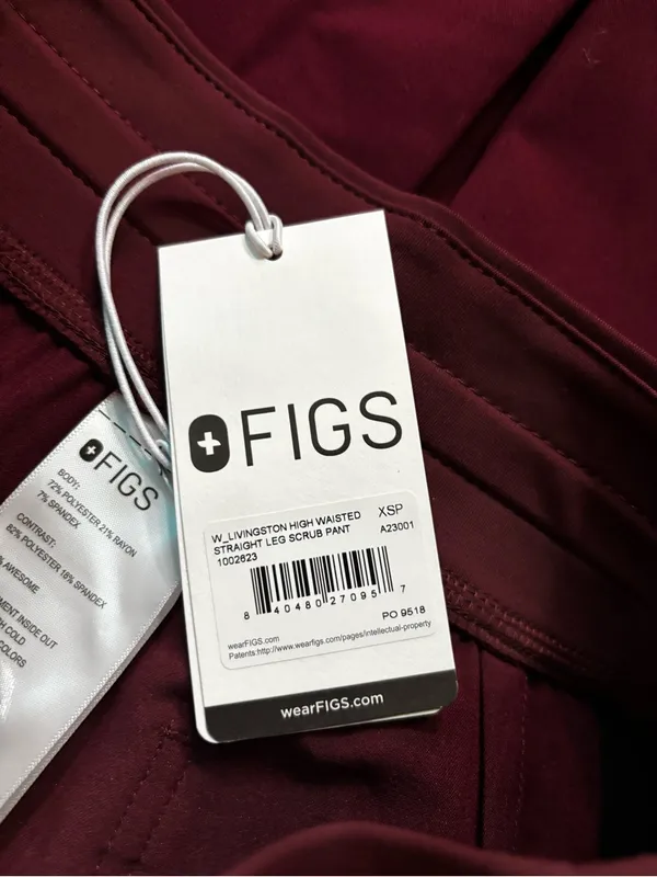 Figs Burgandy Livingston Pants NWOT size XS/P w/ Rafella Top size small nwot SET - Image 6