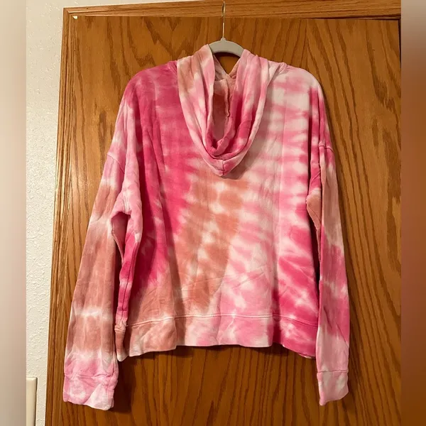Sundry Marlyn French Terry Knit Hoodie - NWT - Size 4 (XL) Pink Tie Dye - Image 4