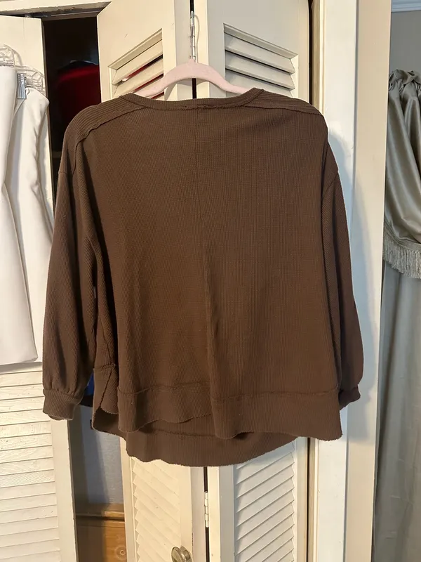 Altar'd State Off-The-Shoulder Brown Sweater - Image 4