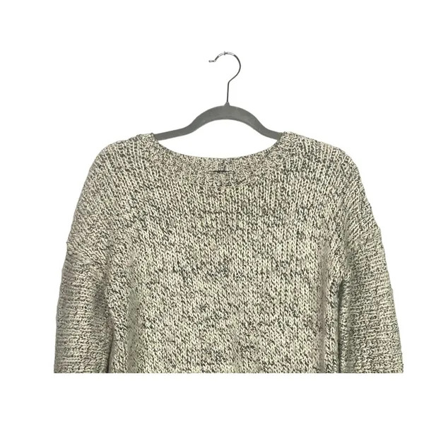 J. Crew Relaxed Fit Alpaca Chunky Cable Knit Long Sleeve Sweater M White Grey - Image 3