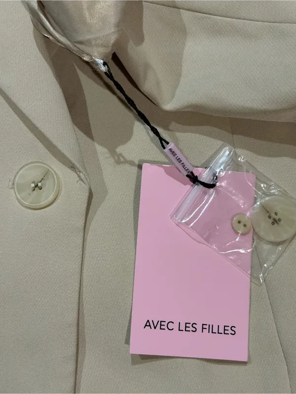 Avec Les Filles Cropped Blazer Cream Beige Neutral Tailored Size M - Image 5