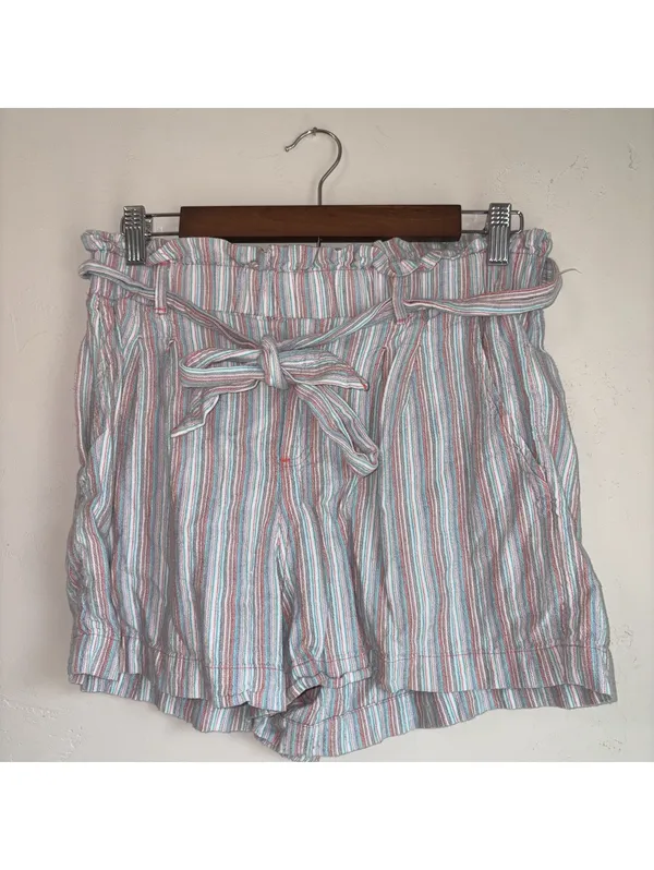 American Eagle Outfitters Striped Paperbag Waist Shorts Size Medium - Image 3
