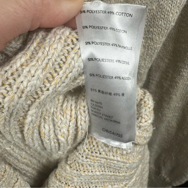 Free People Mont Blanc Mini Dress Cable‎ Knit Zip Quiet Luxury Bodycon M Oatmeal - Image 13
