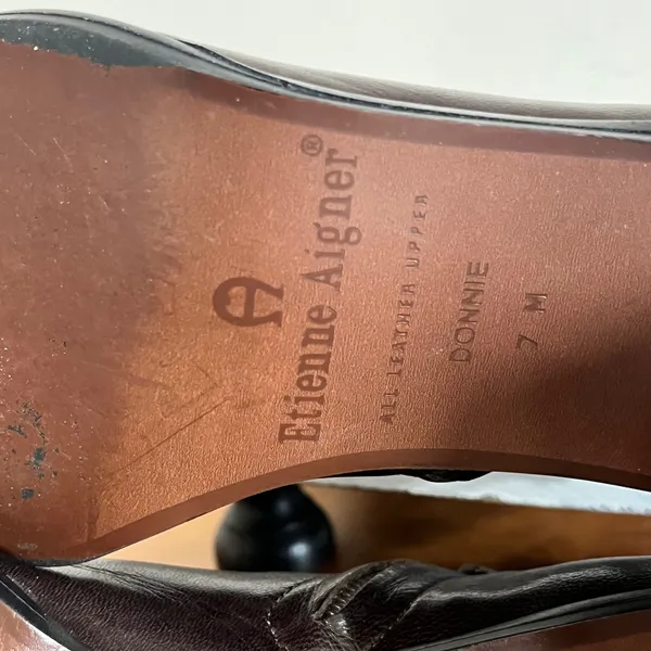 Etienne Aigner Donnie Brown Leather Square Toe Ankle Boots Womens 7M Brazil‎ - Image 8
