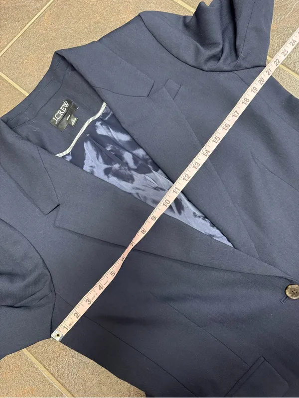 J. Crew Willa Blazer Italian City Wool Blend Jacket Navy Blue 12T TALL BK023 - Image 12