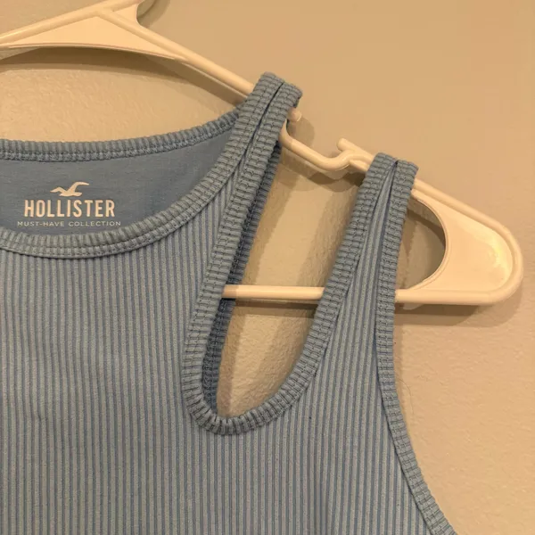 Hollister Blue Ribbed Crop Tank Top - Image 2