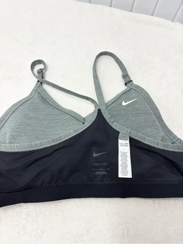 Nike Women's Indy Grey/Black LS Padded V-Neck Sports Bra Size L - Image 5