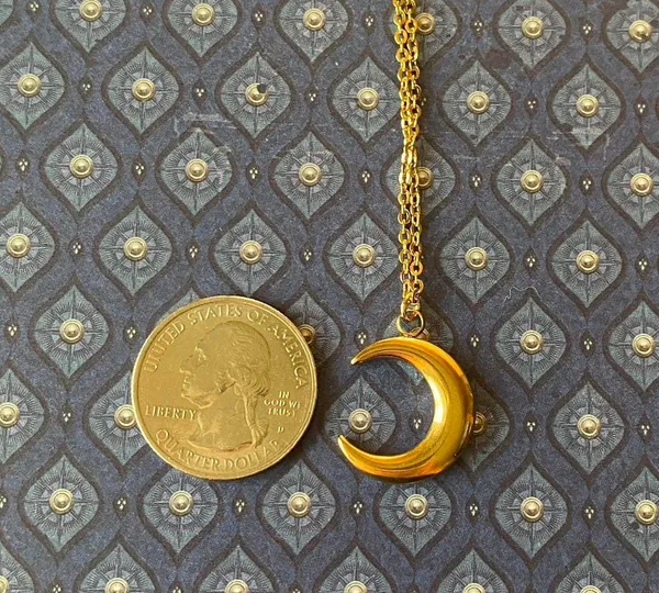 Handmade gold stainless steel celestial whimsical vintage simple moon necklace🌟 - Image 6