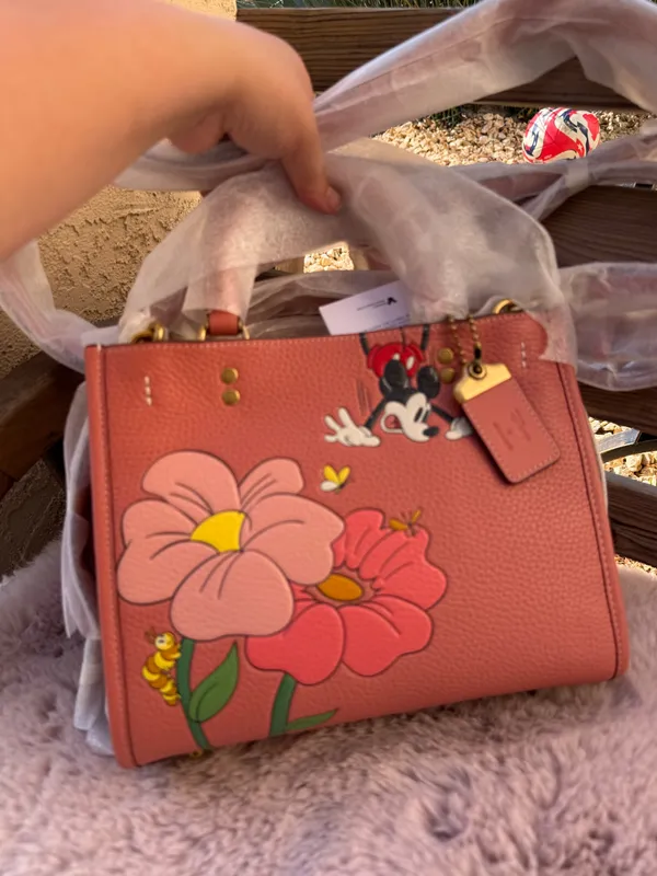 Rare Collectible DISNEY X COACH Rogue 25 Leather Mickey Mouse Flower Pink NWT - Image 4