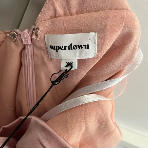 Superdown Revolve Kimora Pink Satin Pleated Dress - Image 5