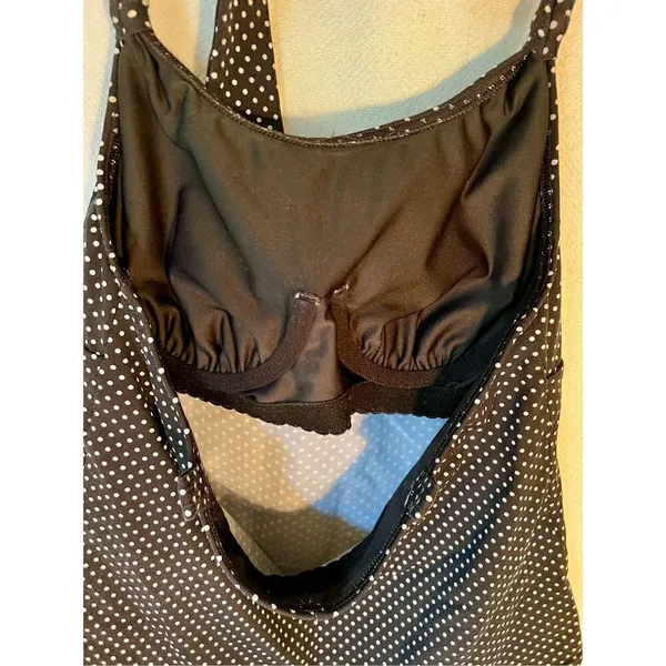 Land’s End Halter Tankini Top Bathing Suit Black White Polka Dot Women’s Size 8 - Image 10
