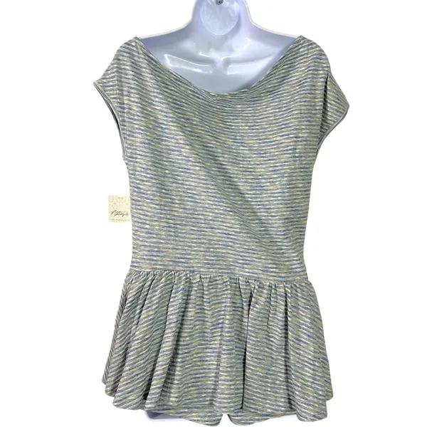 Free People Retro 90s Beachy Fallon One-Piece Romper Blue Grey Stripes XS NWT - Image 4