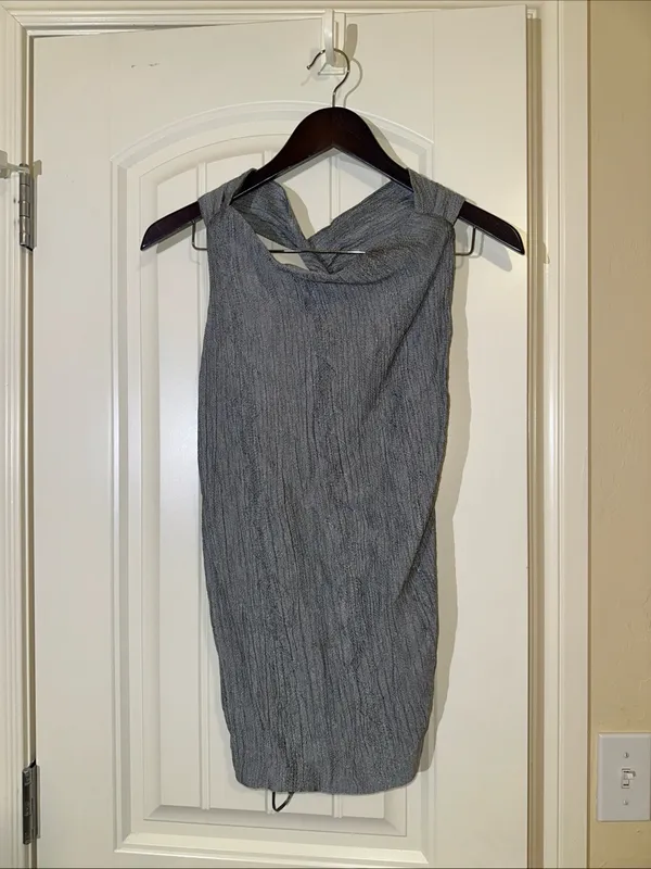 Zara Textured Ribbed Twisted Draped Open Back Sleeveless Top NWT S - Image 3