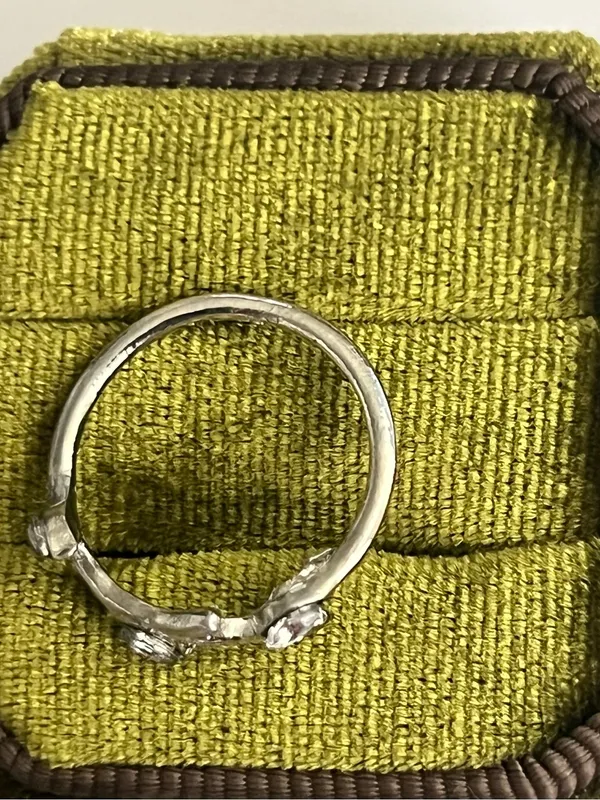 Silver Branch w/ Cubic Zirconia Stainless Steel Statement Band Size 6 - Image 3