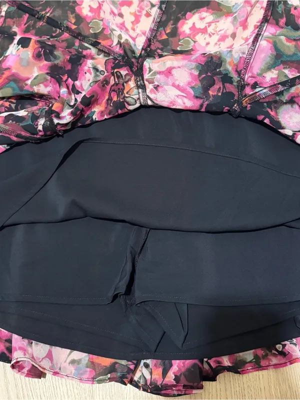 Abercrombie Women's High Rise Flowy Godet Mini Skirt in Pink Floral XXS - Image 5