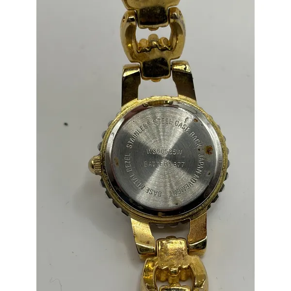 Womens Gold Tone Quartz Watch Rhinestone Bezel Base‎ Metal Japan Movement - Image 5