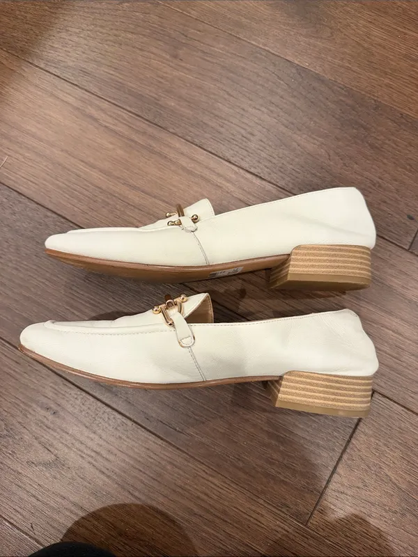 Clarks Women's Pure Block Loafer Flats Cream Leather Size 9 - C63-006 - Image 9