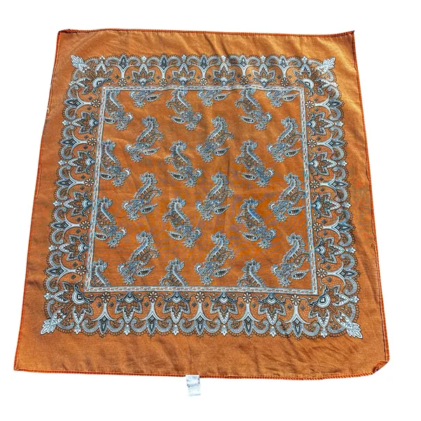 Burnt Orange Paisley Bandana Boho Cowgirl Western Square Scarf - Image 4