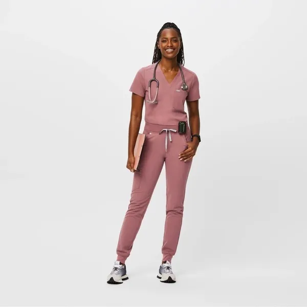 Figs Zamora High-Waisted Slim Jogger Scrub Pants in Mauve Dusty Rose Size Small - Image 3