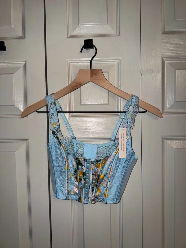 Victoria's Secret Blue Floral Corset Top - Image 2
