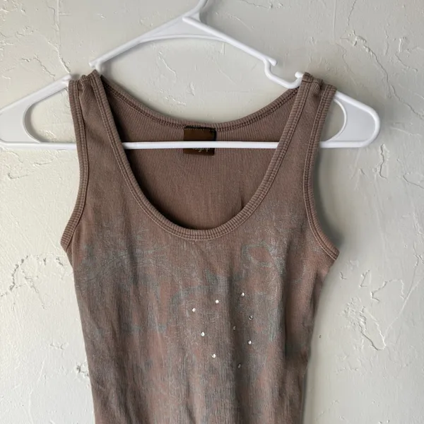Daytrip Y2k Tank Top Womens‎ Small Brown Lace Trim Ribbed Sleeveless Boho - Image 2
