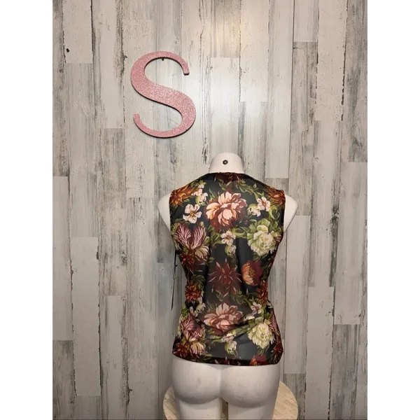 Rachel Roy Floral Mesh Sleeveless Wrap Top Size Small - Image 3