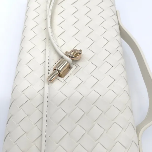 Few Moda East West Woven Clutch Bag Crossbody Cream Toggle Minimalist Chic Vegan - Image 6