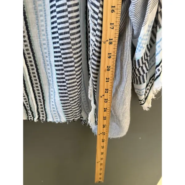 Natural Reflections Blue Striped‎ Frayed Kimono Wrap L/XL Coastal Cardigan - Image 8