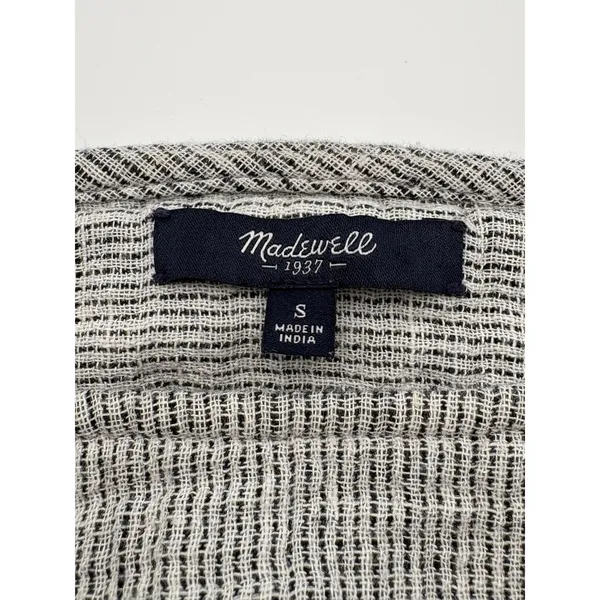 Madewell Double Faced Top Women‎ Small Linen Cotton Gray Black Boho Pockets - Image 4