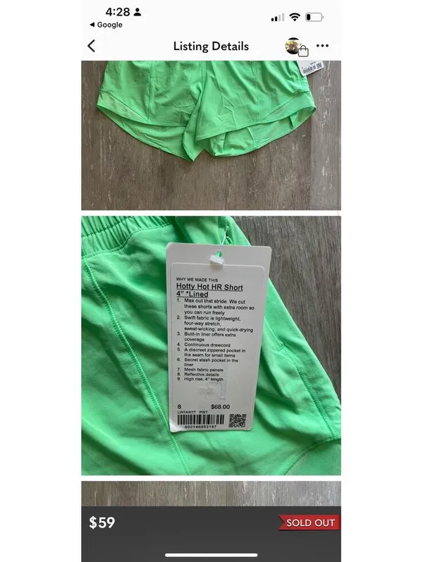 Lululemon Lime Green Running Shorts- Hotty Hot HR Short 4" - Image 8