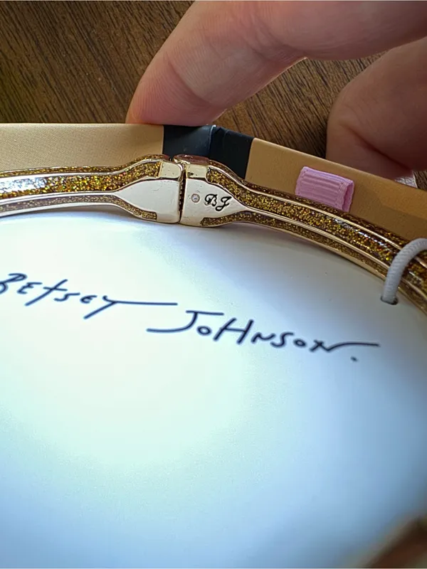 Betsey Johnson Sparkle Glitter Pencil Hinged Bangle Bracelet $58 Retail NIB - Image 3